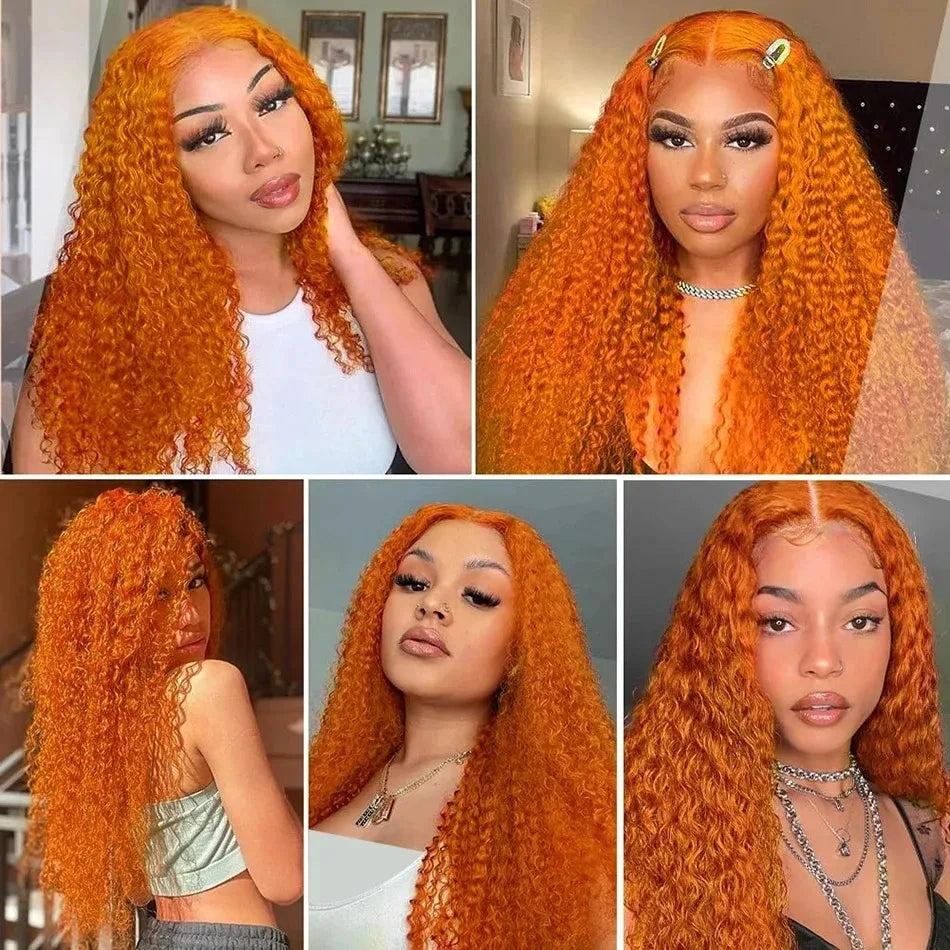 40 Inch Orange Ginger Deep Wave Lace Front Wig | 13x4 13x6 HD Lace | Mossily 100% Brazilian Human Hair