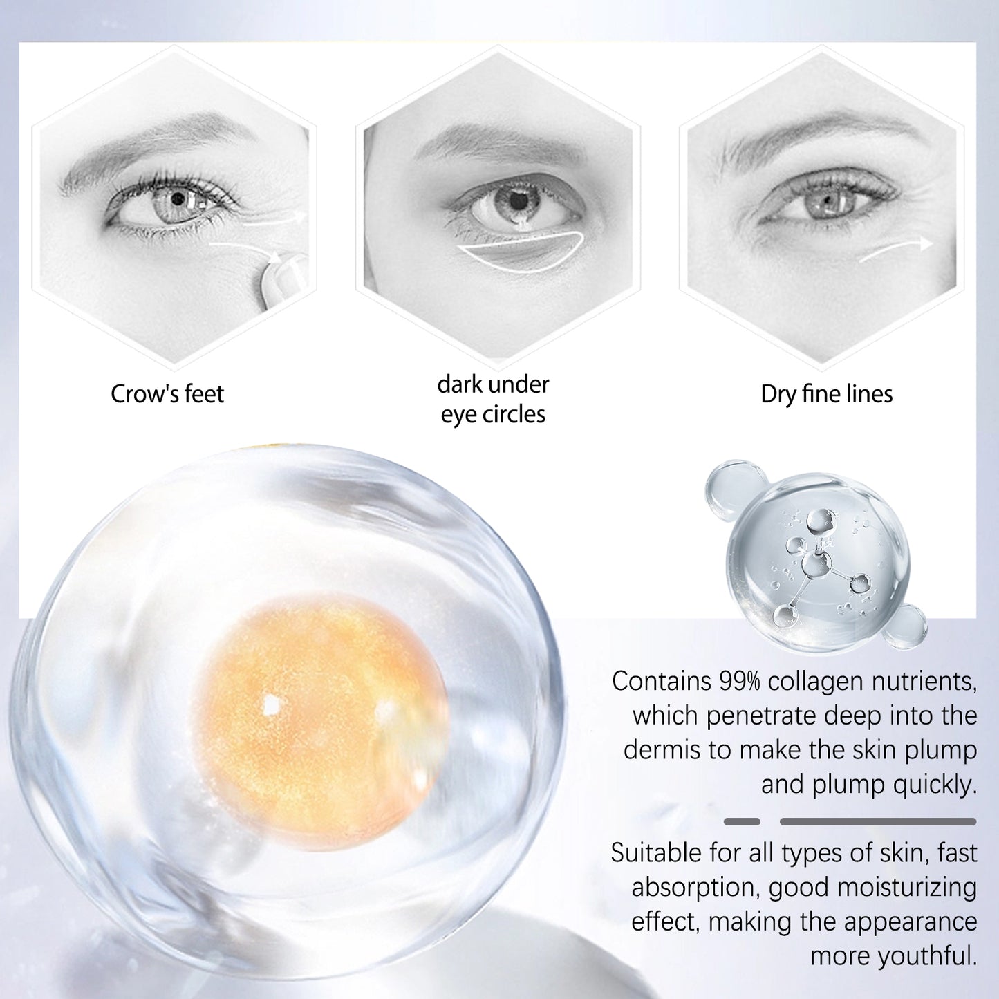 Hydrolyzed Collagen Eye Mask, Moisturize And Moisturize The Skin Around The Eyes To Reduce The Fine Lines In The Corners Of The Eyes