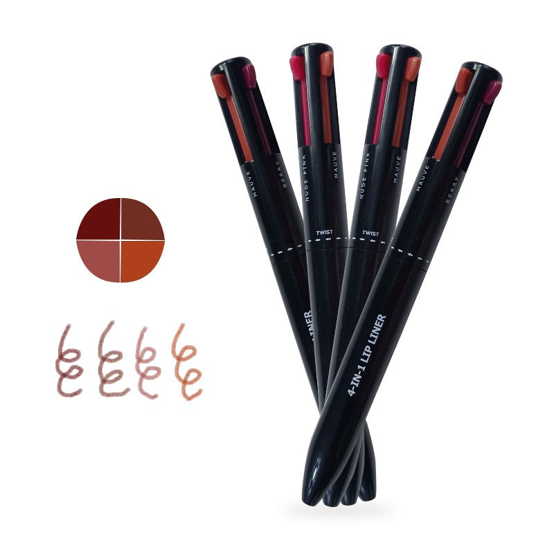 4-in-1 Makeup Pen | Multi-Color Lip Liner & Lipstick Combo in One Twist Pen