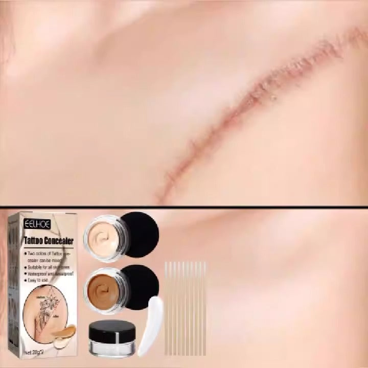 EELHOE Waterproof Tattoo & Scar Concealer | 2-Color High Coverage Cream for Tattoo, Birthmark & Skin Imperfections