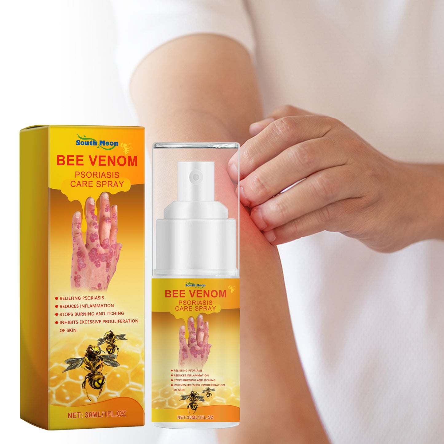 Bee Venom Psoriasis Care Spray, Soothing Skin Irritation Repair Moisturizing And Tender Skin Care Spray