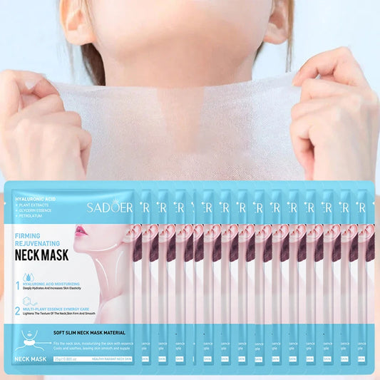 SADOER Hyaluronic Acid Neck Masks | 10PCS Collagen Firming & Moisturizing Sheet Masks for Neck Care