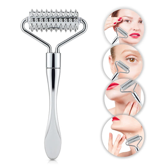 Stainless Steel Face Roller & Spatula | Pointed Massage Ball Tool for Facial & Neck Skin Care