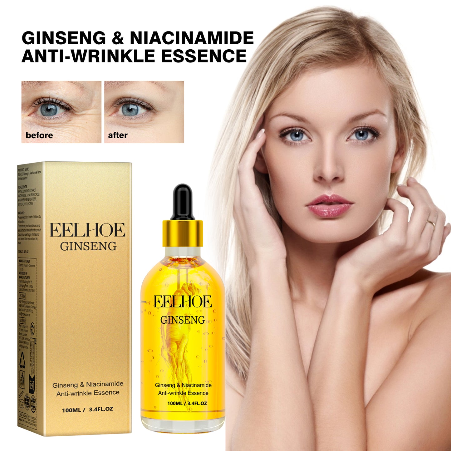 Ginseng Face Essence Moisturizes And Hydrates Soft, Hydrating And Easy To Absorb Refreshing Face Moisturizing Essence