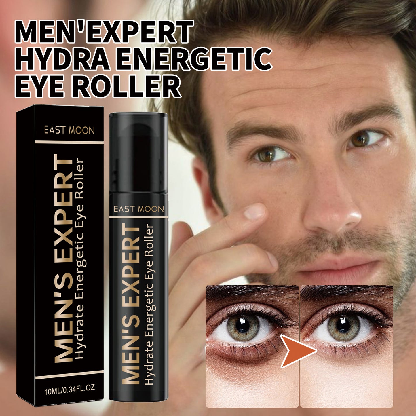 Hydrating Eye Roller For Men, Firming Lift Reduces Fine Lines, Dark Circles And Bags Under The Eyes