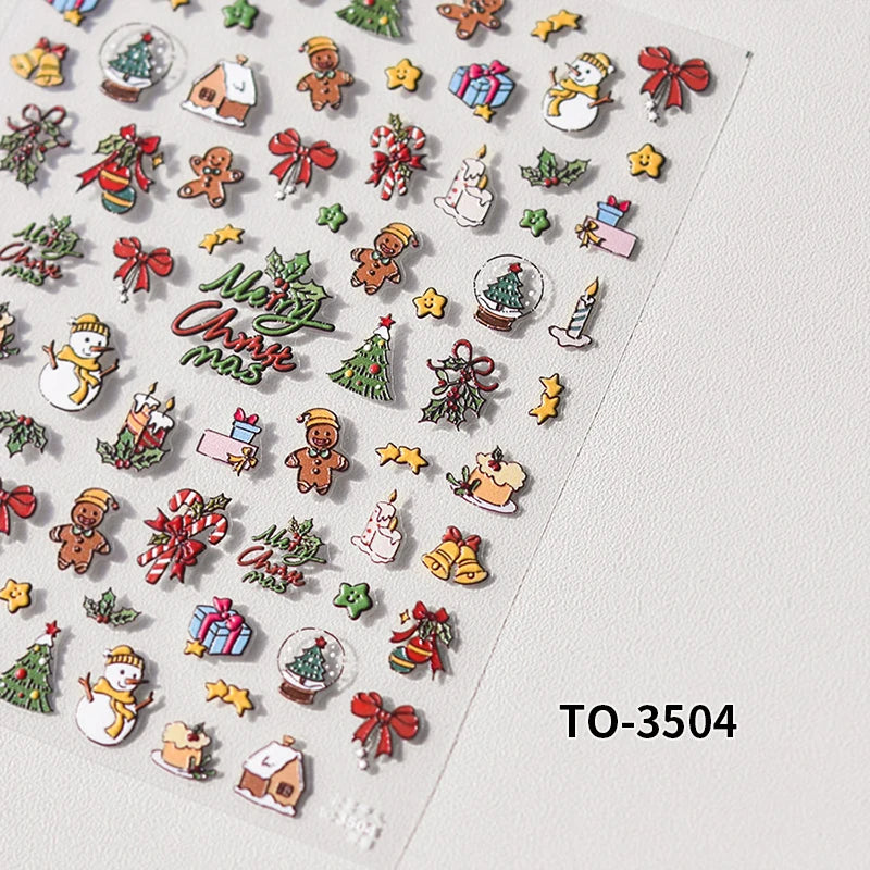 New Christmas Snowflakes Bows Bells Rhinestones Nail Art Sticker Self-adhesive Nail Art Decals Charms for Nails