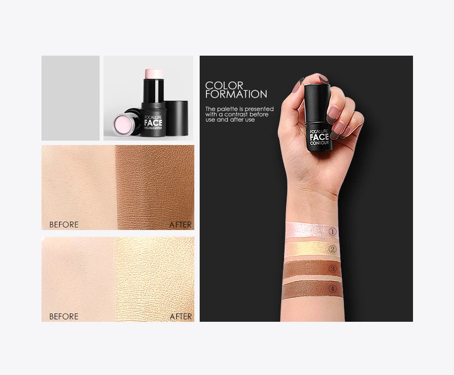 Wholesale FOCALLURE Bronzer Highlighter Stick Waterproof Body Face Contour Corrector Illuminator Cream For Women's Makeup