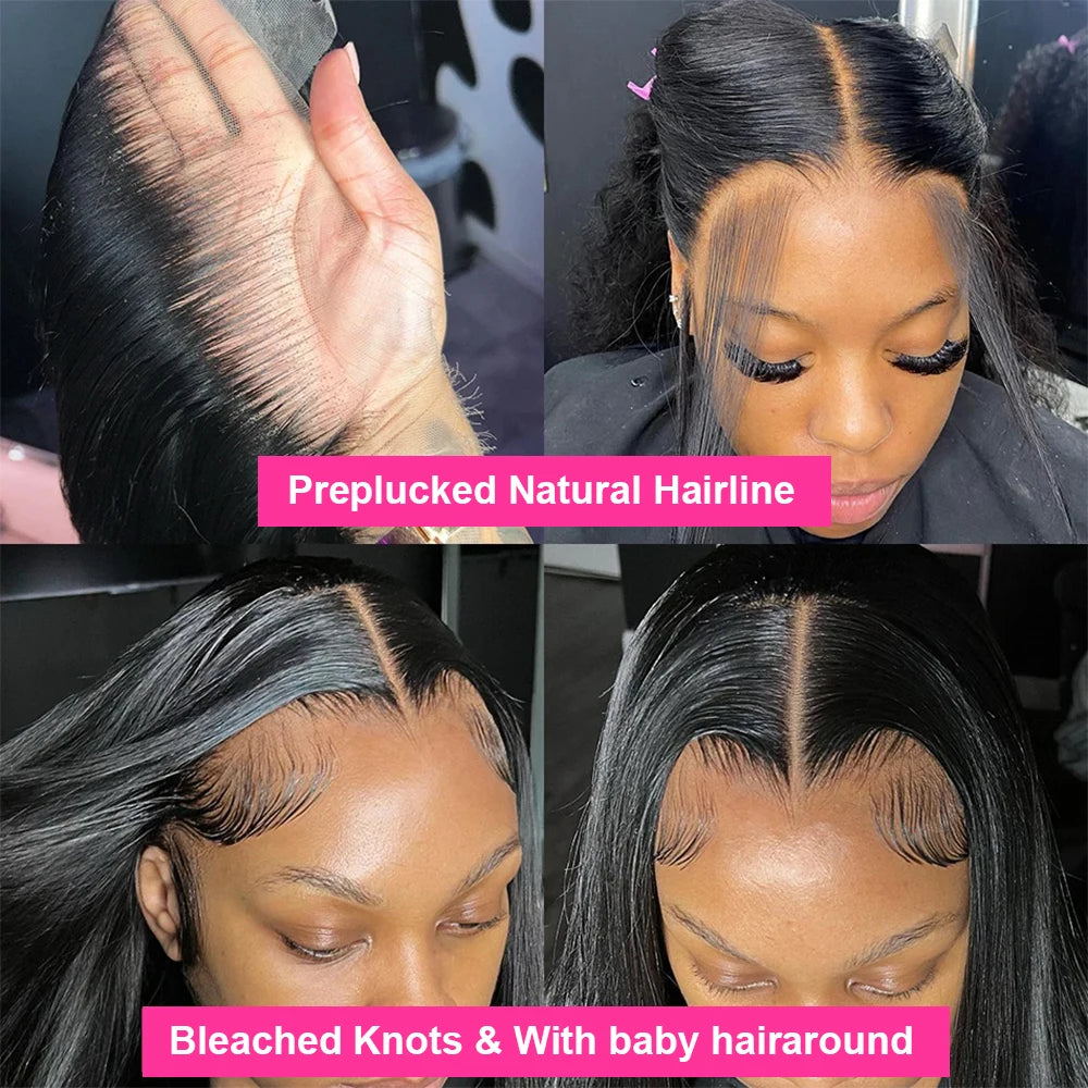 13X4 HD Lace Frontal Human Hair Glueless Wig Straight 250 Density 38 Inches Remy Transparen Pre Plucked Brazilian Wig For Women