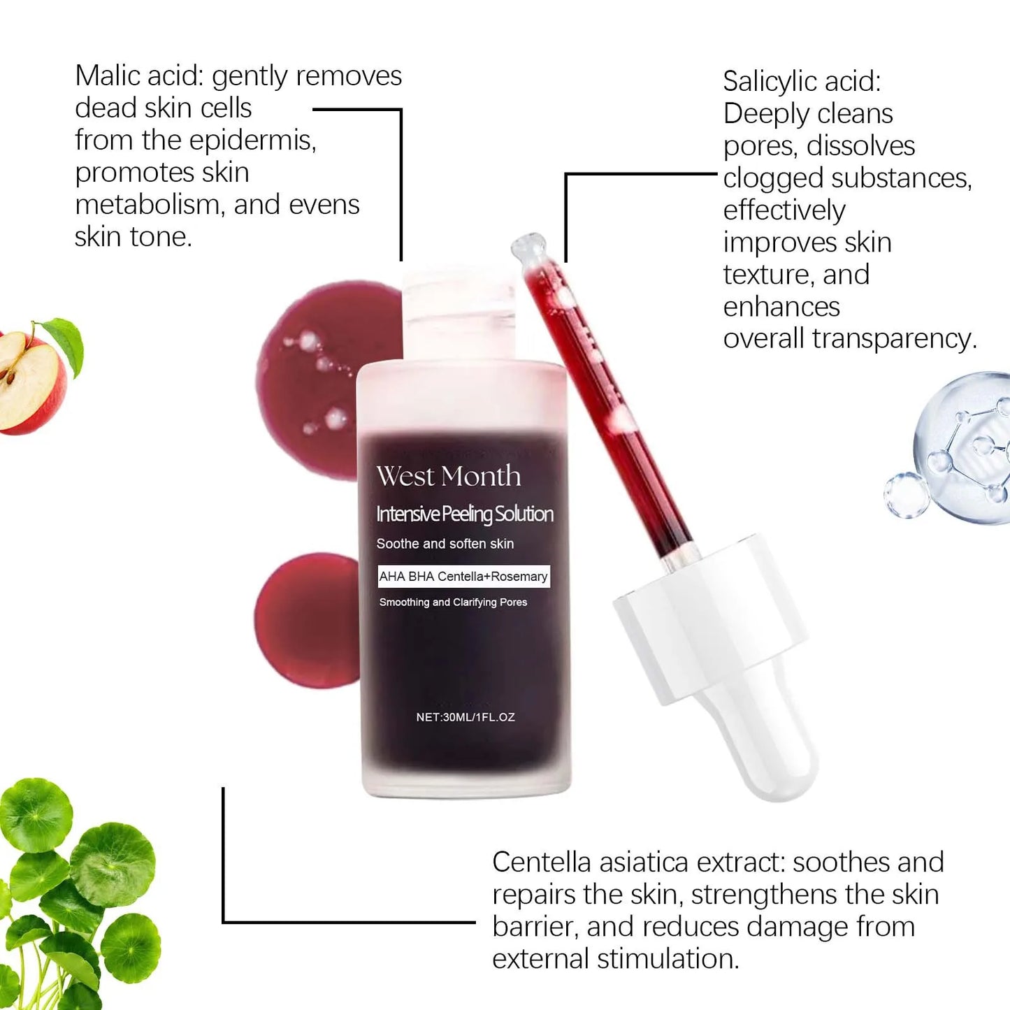 Peeling Face Serum Fruit Acid AHA BHA Anti Acne Exfoliating Repairing Shrink Pores Moisturizing Salicylic Acid Facial Skin Care