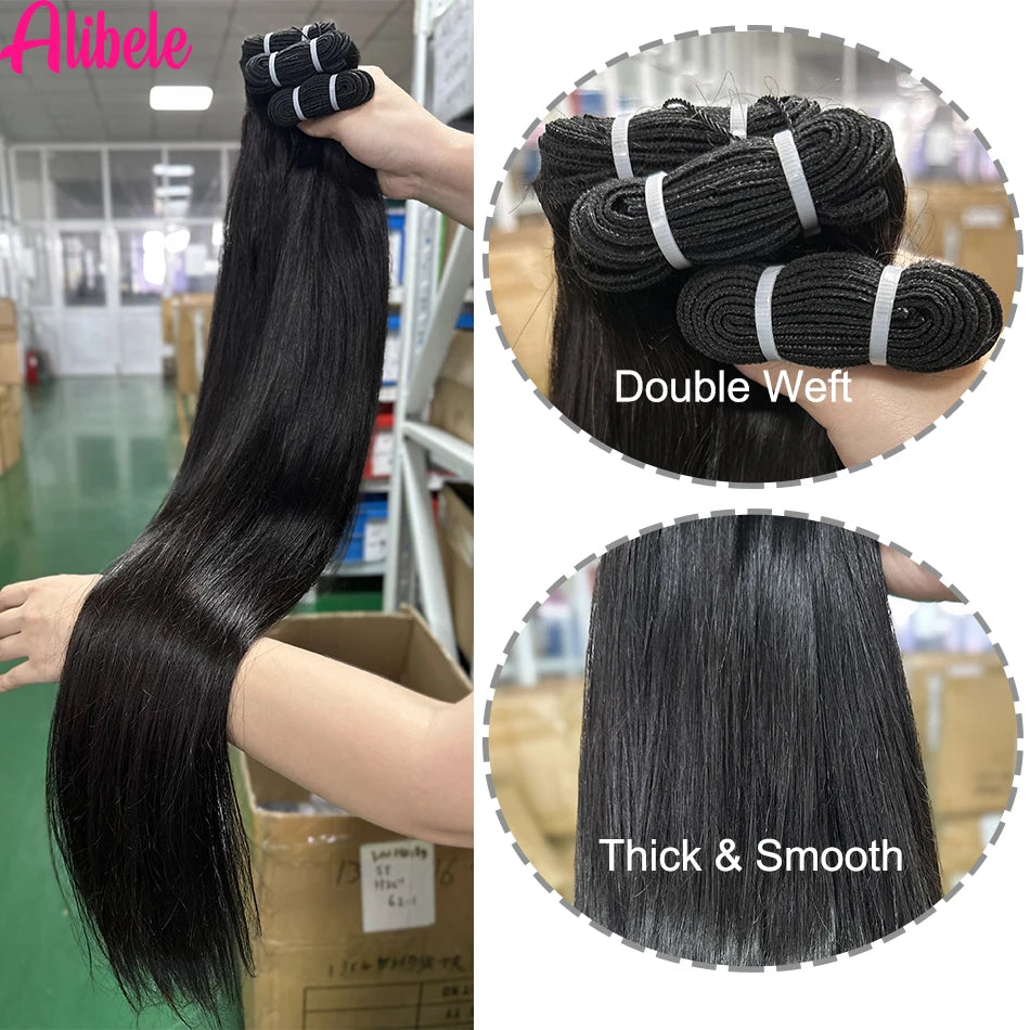 Alibele 12A Grade Straight Bundle Deals Peruvian Virgin Hair Weave Bundles Straight Huma Bundles Wholesale Bundles Natural Color