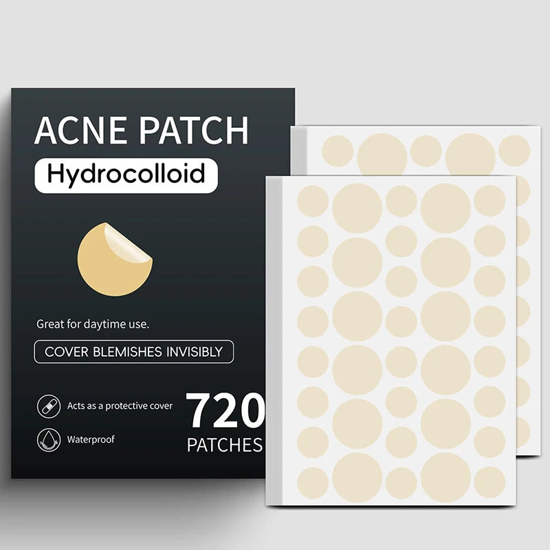 720pcs Invisible Acne Pimple Patch – Hydrocolloid Spot Stickers for Fast Healing & Oil Absorption | Unisex Skincare