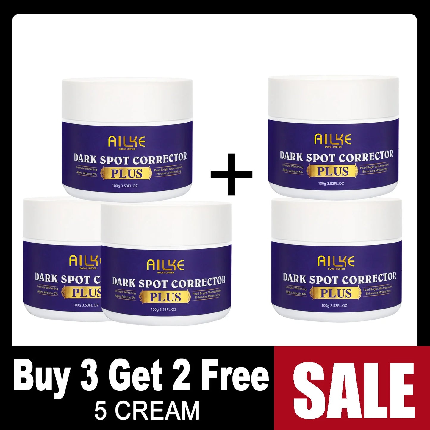 AILKE Glutathione PLUS Bleaching Skin Care Set, Moisturizing, Even Skin Tone, Improve Dark and Black Skin, Reduce Spots