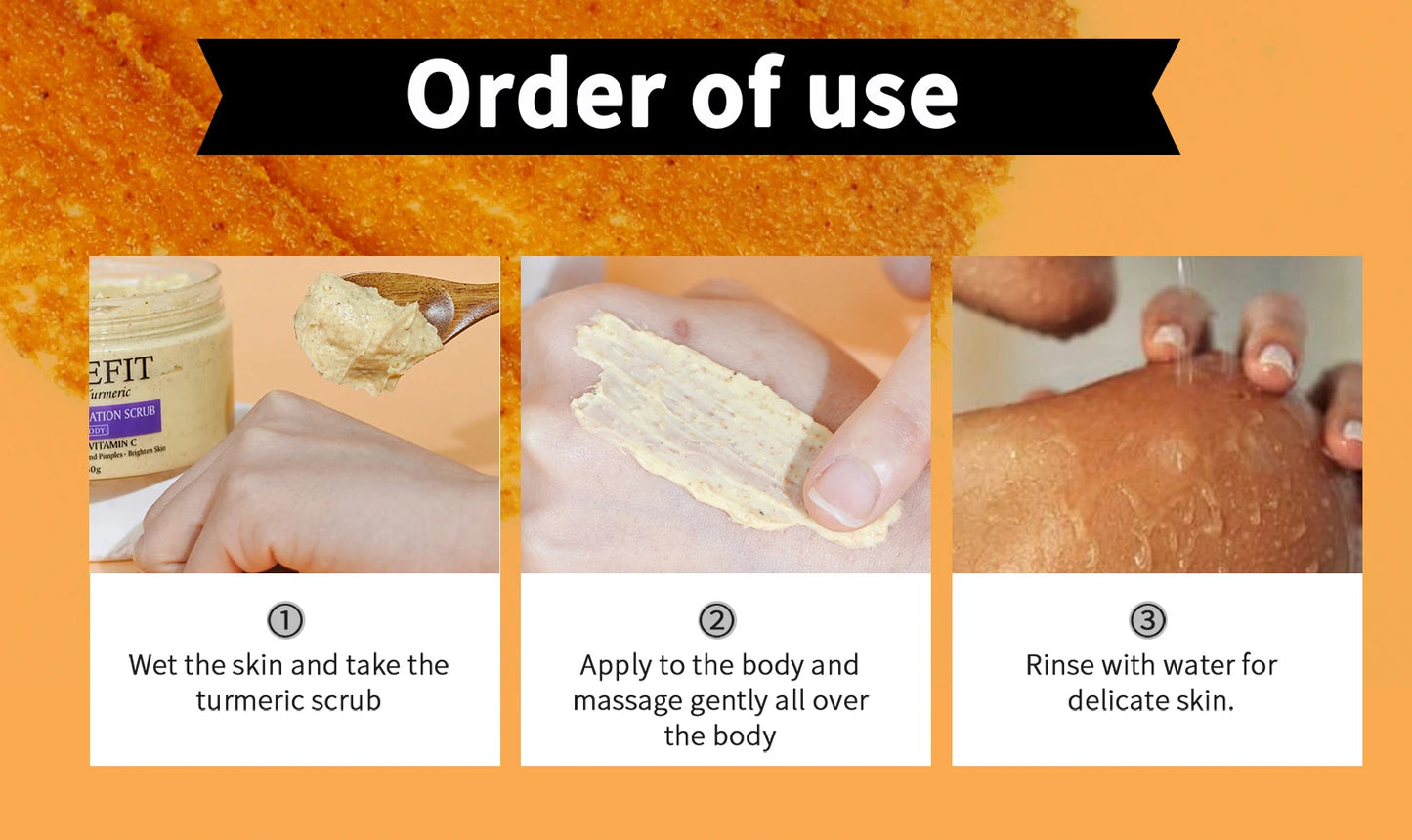 KYLIEFIT Lemon & Turmeric Perfect Combination Body Scrub, Whitening, Moisturizing, Anti Oxidation, Exfoliate,Brighten Skin Tone