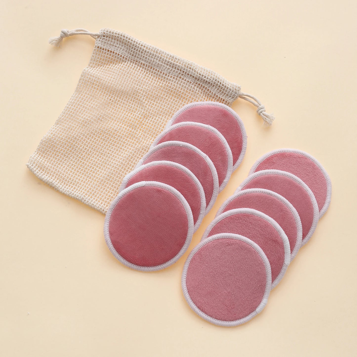 10/12pcs Reusable Makeup Remover Pads With Mesh Pouch for Facial Cleansing