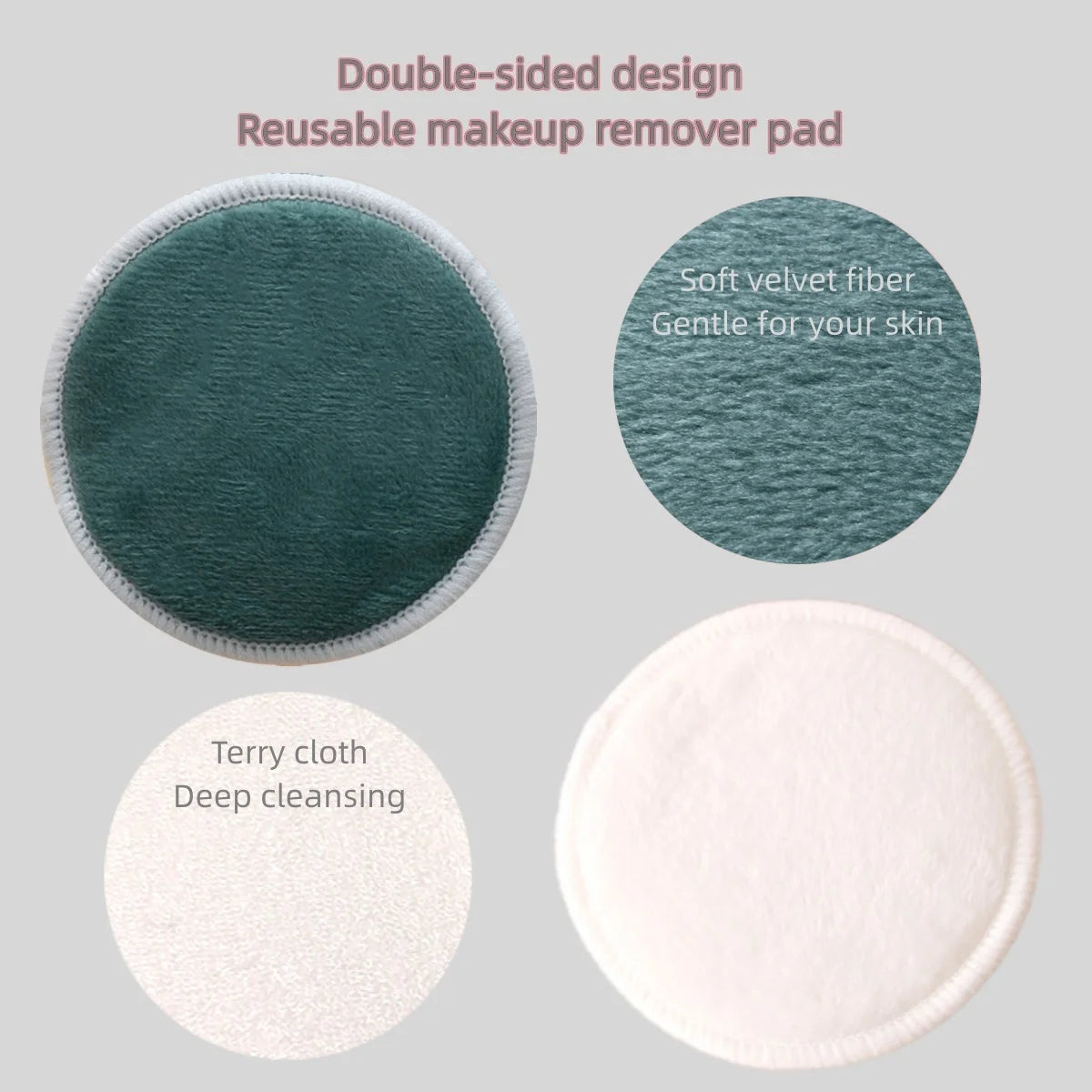 10/12pcs Reusable Makeup Remover Pads With Mesh Pouch for Facial Cleansing