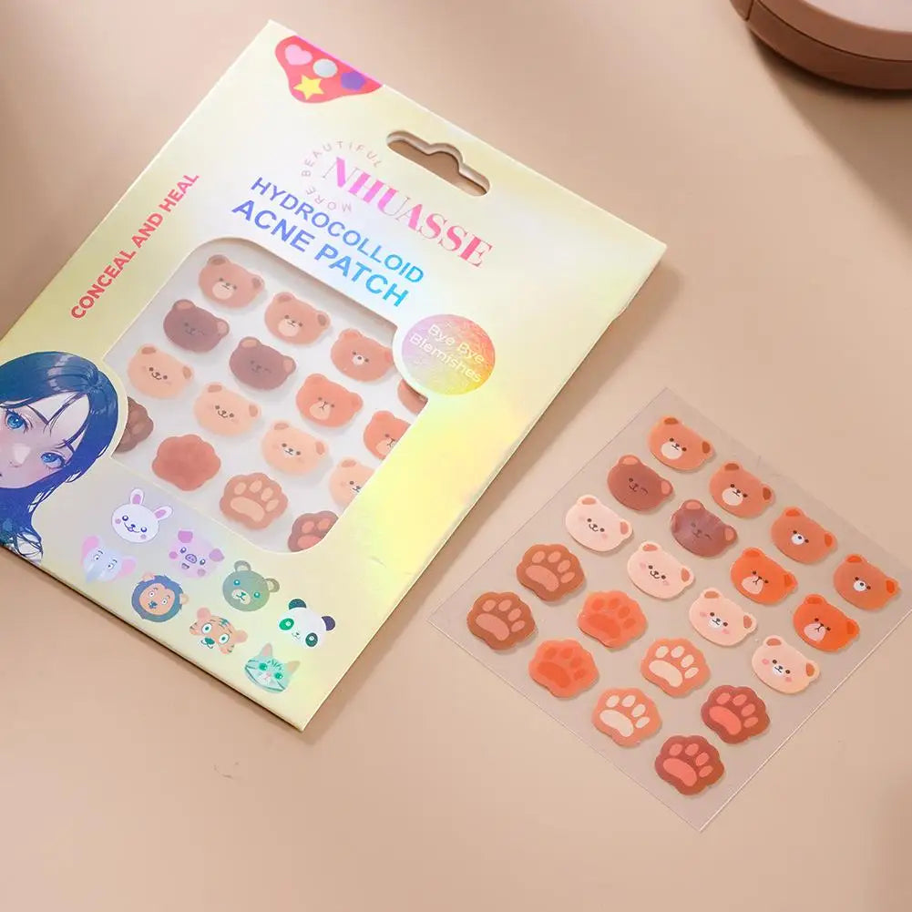 Cartoon Acne Patches Cute Animal Shaped Design Waterproof Hydrocolloid Pimple Patches Gentle Breathable Portable Daily Worn