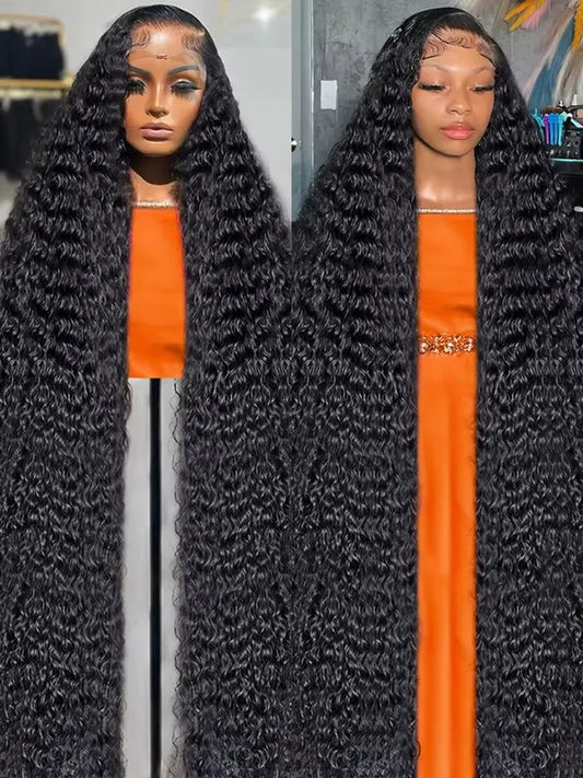 200% HD 13x6 Lace Front Human Hair Wigs Curly 30 40 Inch Loose Deep Wave Remy Human Hair Lace Frontal Pre Plucked Wig For Women