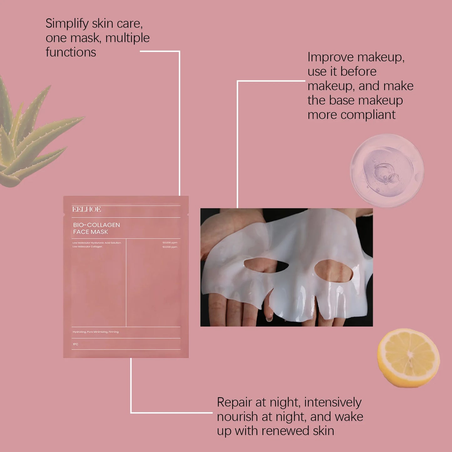 Bio-Collagen Face Mask | Deep Hydration & Pore Care (1/5/10/15 Pack)