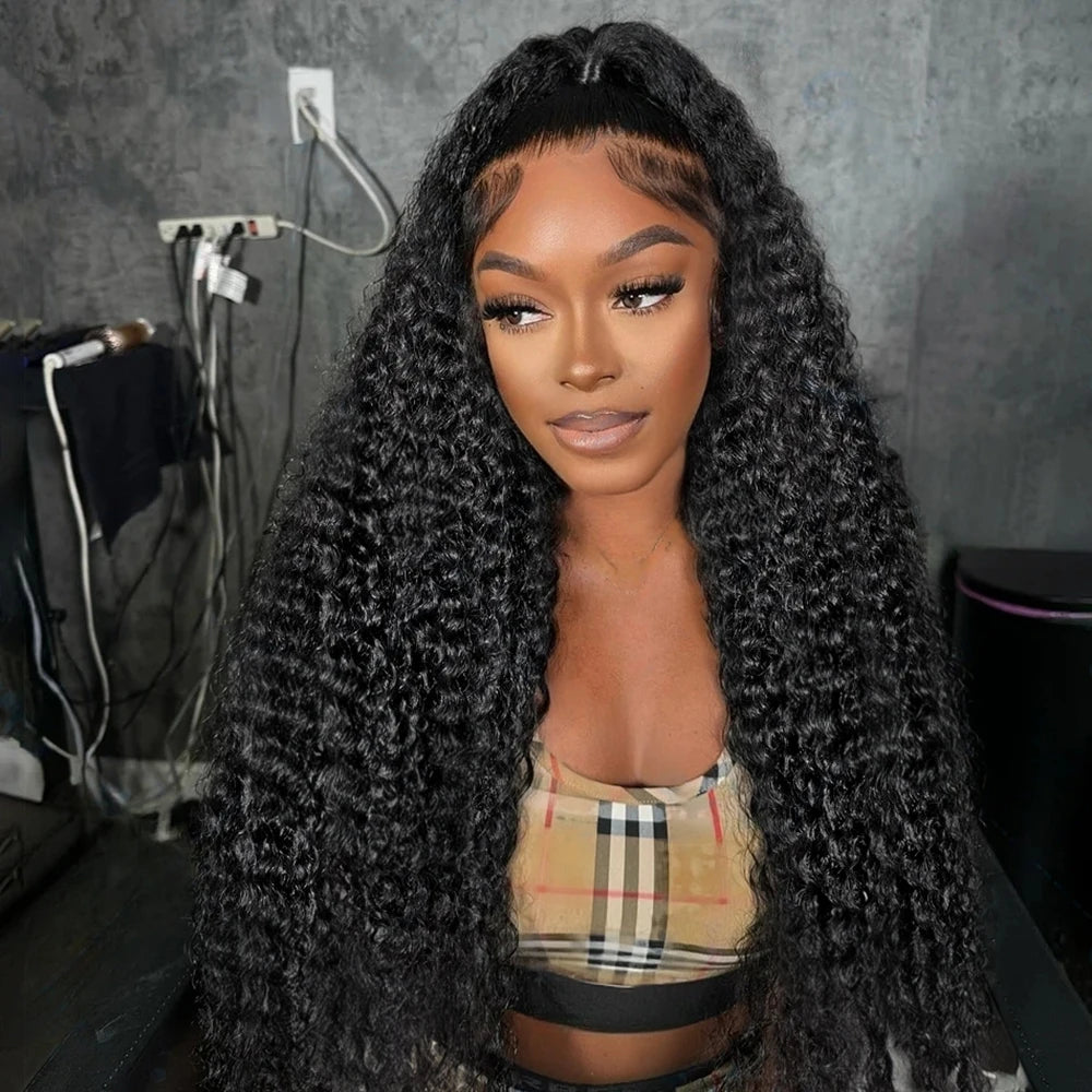 40 50 Inch HD 13x6 Deep Wave Lace Frontal Wigs Brazilian 13x4 Water Wave Curly Lace Front Human Hair Wigs For Women 300 Density