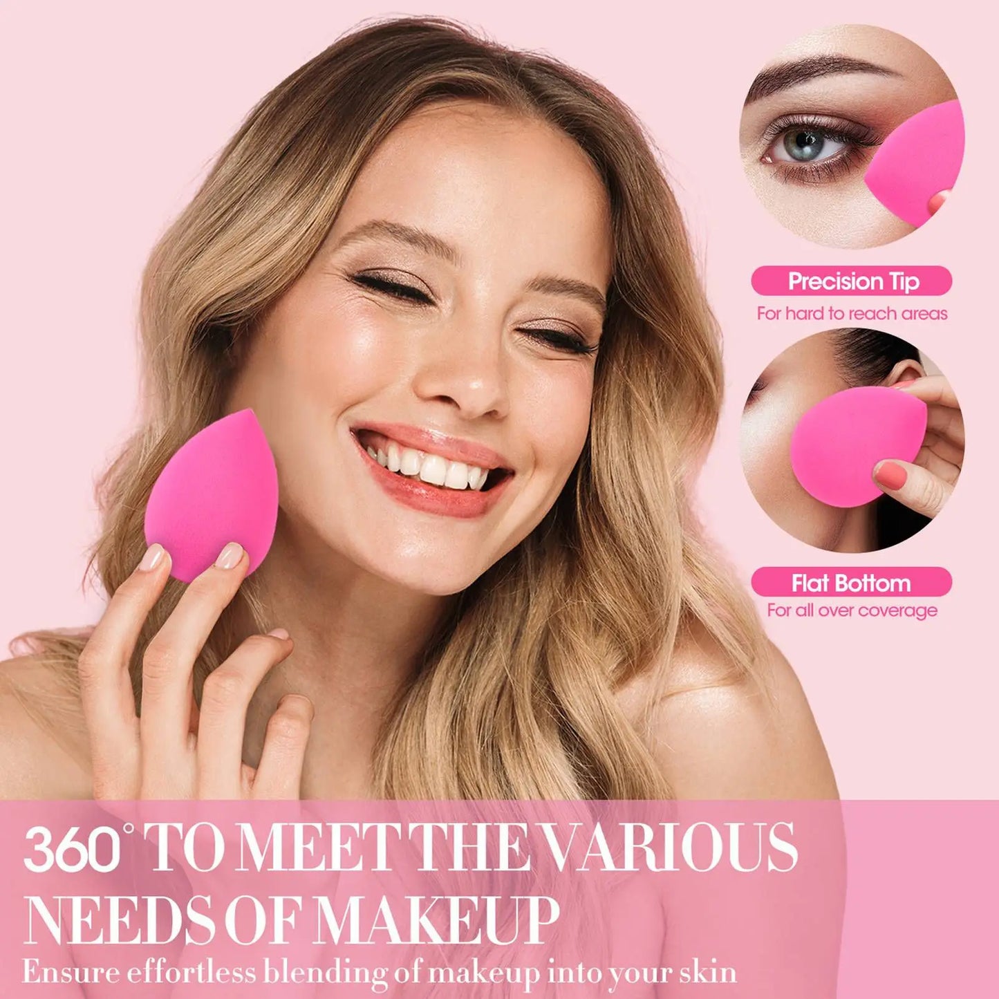 6pcs Makeup Sponge Set Beauty Foundation Blending Sponge for Liquid Cream Powder Rosy Red Beauty Egg Foundation Blending Sponge