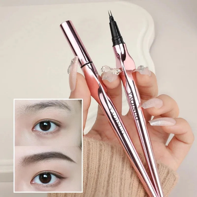2Points Eyebrow Pencil Long Lasting Easy To Grip Eyebrow Tattoo Waterproof Thin Liquid Lying Silkworm Brow Pen Korean Makeup New