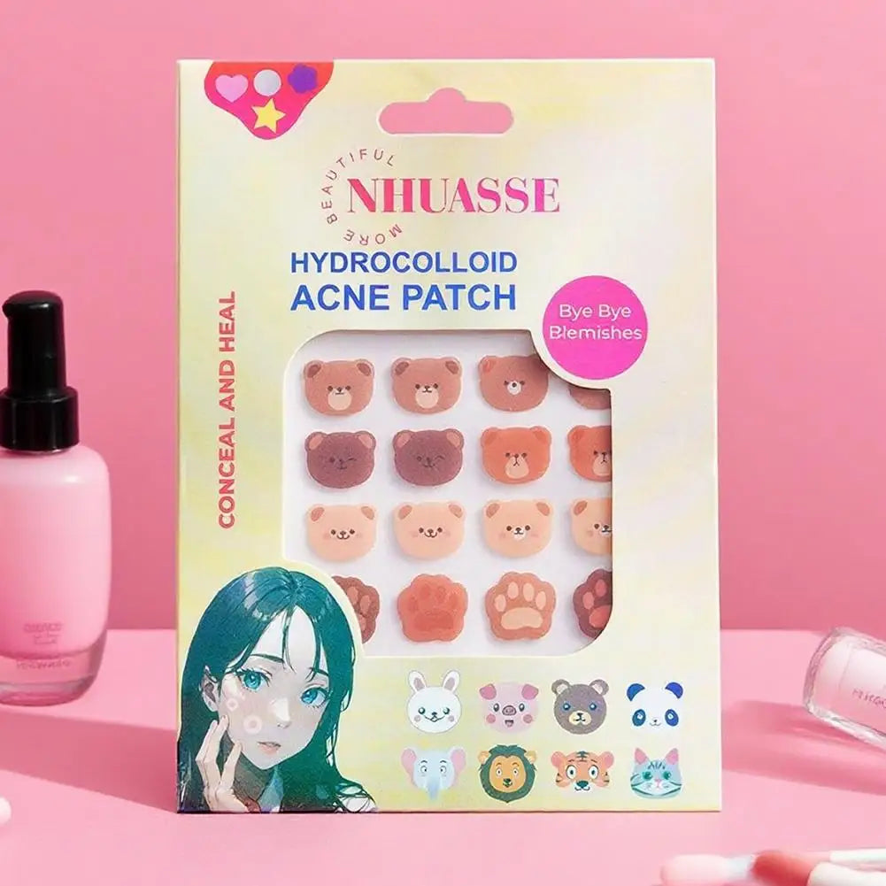 Cartoon Acne Patches Cute Animal Shaped Design Waterproof Hydrocolloid Pimple Patches Gentle Breathable Portable Daily Worn
