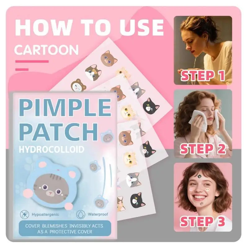 600pcs Cartoon Acne Patch Acne Concealer Treatment Removal Pimple Patch Breathable Ultra-thin Facial Acne Patches Skin Care