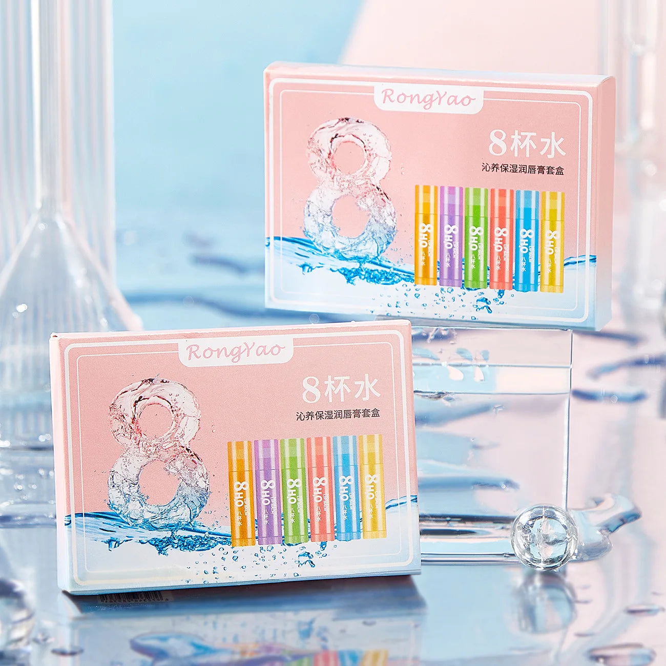 6pcs Fruit Lip Balm Set – Moisturizing & Brightening Lip Care Kit (Orange, Grape, Aloe, Strawberry)