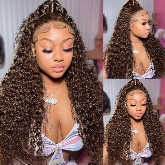 Chocolate Brown Deep Wave Lace Front Wig | 30–42 Inch 13x6/13x5 HD Wet & Wavy Human Hair – 200% Density