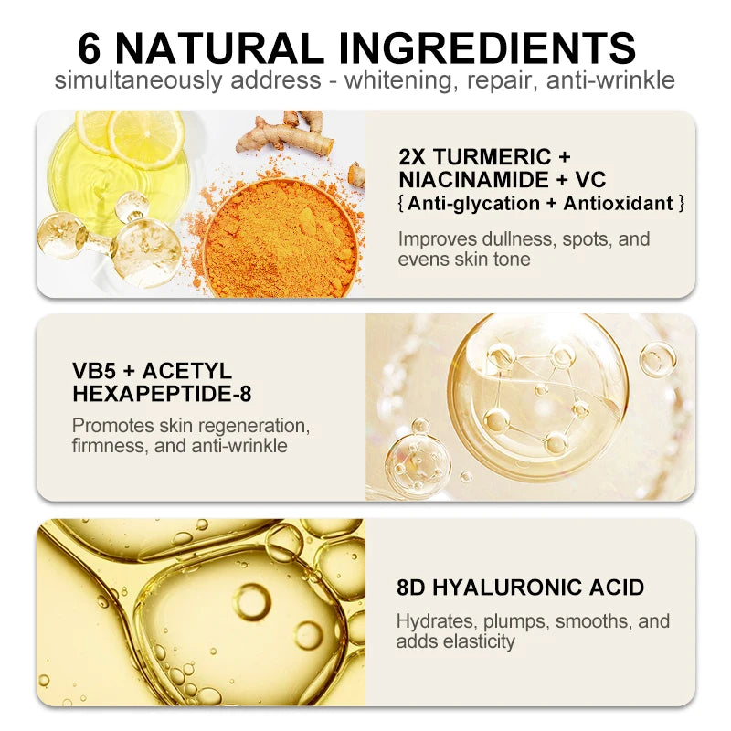 AUQUEST Turmeric & Vitamin C Face Serum Dark Spot Remover Niacinamide Hyaluronic Acid Moisturizing Facial Serum Skin Care