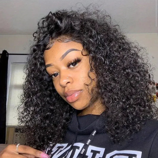 Curly Bob Wig 100% Human Hair Wigs 13x4 Lace Front Human Hair Wig 4C Edges Kinky Curly Short Wigs for Women 4x4 Lace Closure Wig