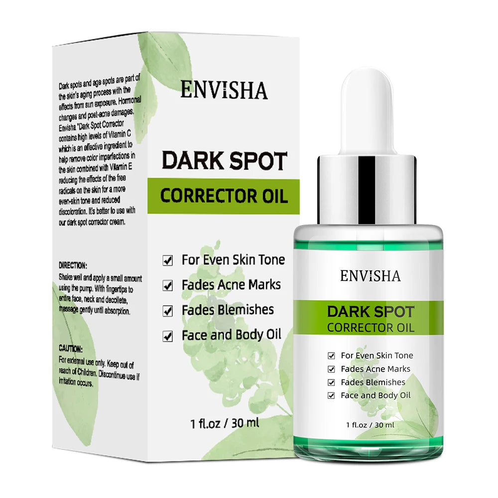 ENVISHA Face Skin Care Whitening Freckle Essential Oil Serum Remove Melasma Dark Spots Melanin Brighten Anti-Aging Shrink Pores