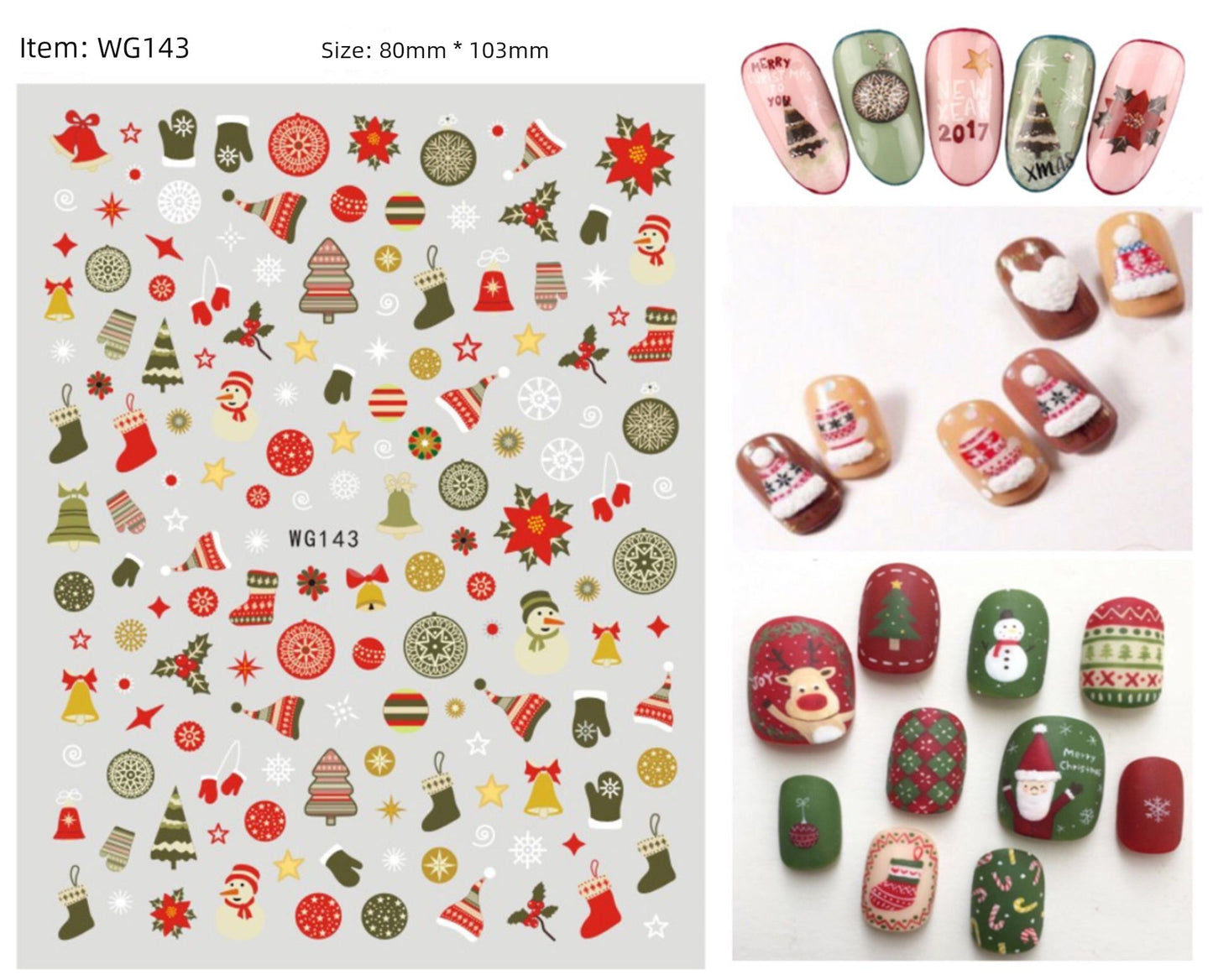 Manicure Christmas Stickers Old Elk White Snowflake Nail Decals Waterproof Ultra-Thin Three-Dimensional Self-Adhesive Adhesive