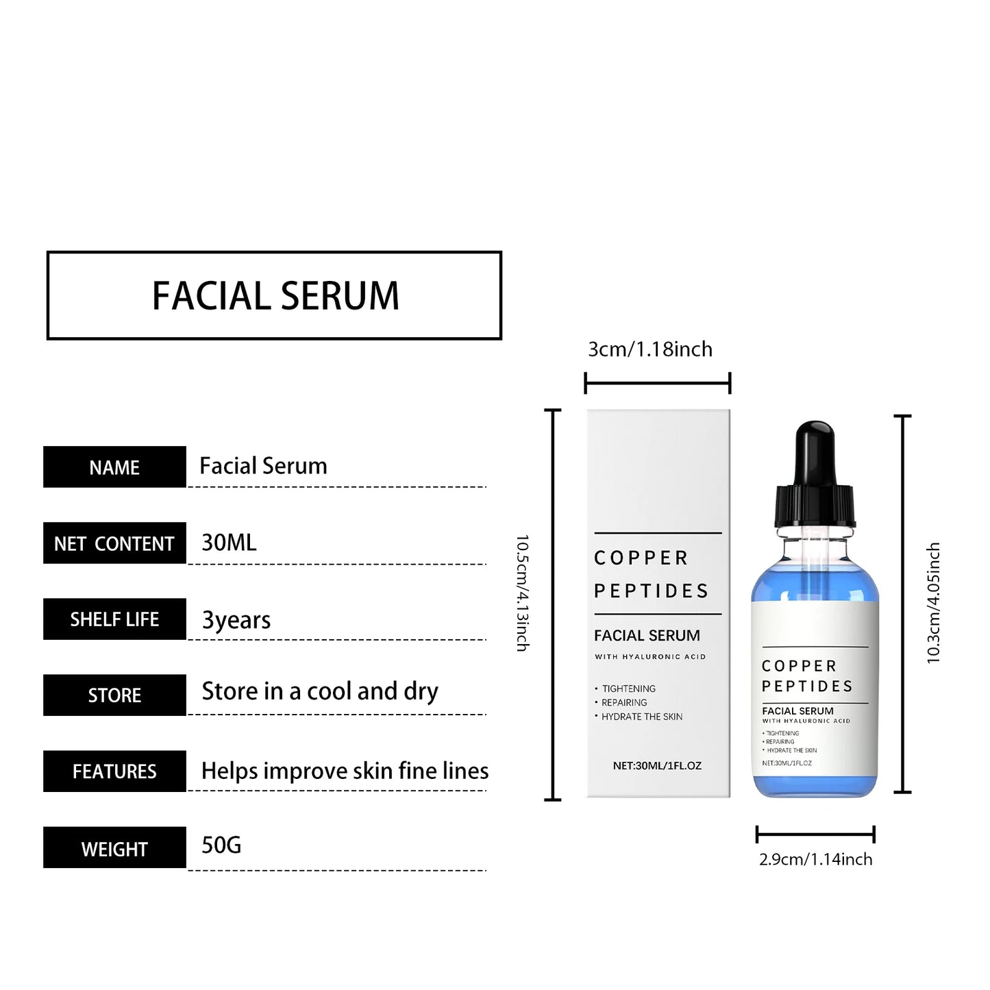 Hyaluronic Acid Moisturizing Facial Serum Hydrating Glow Boosting Face Care Essence for Dry Skin Nourishing Brighten Skincare