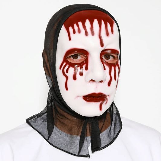 Scary Makeup Scary Look Halloween Mask Realistic Blood Plastic Party Costume Props Reusable Blood Scar Mask Theater Show