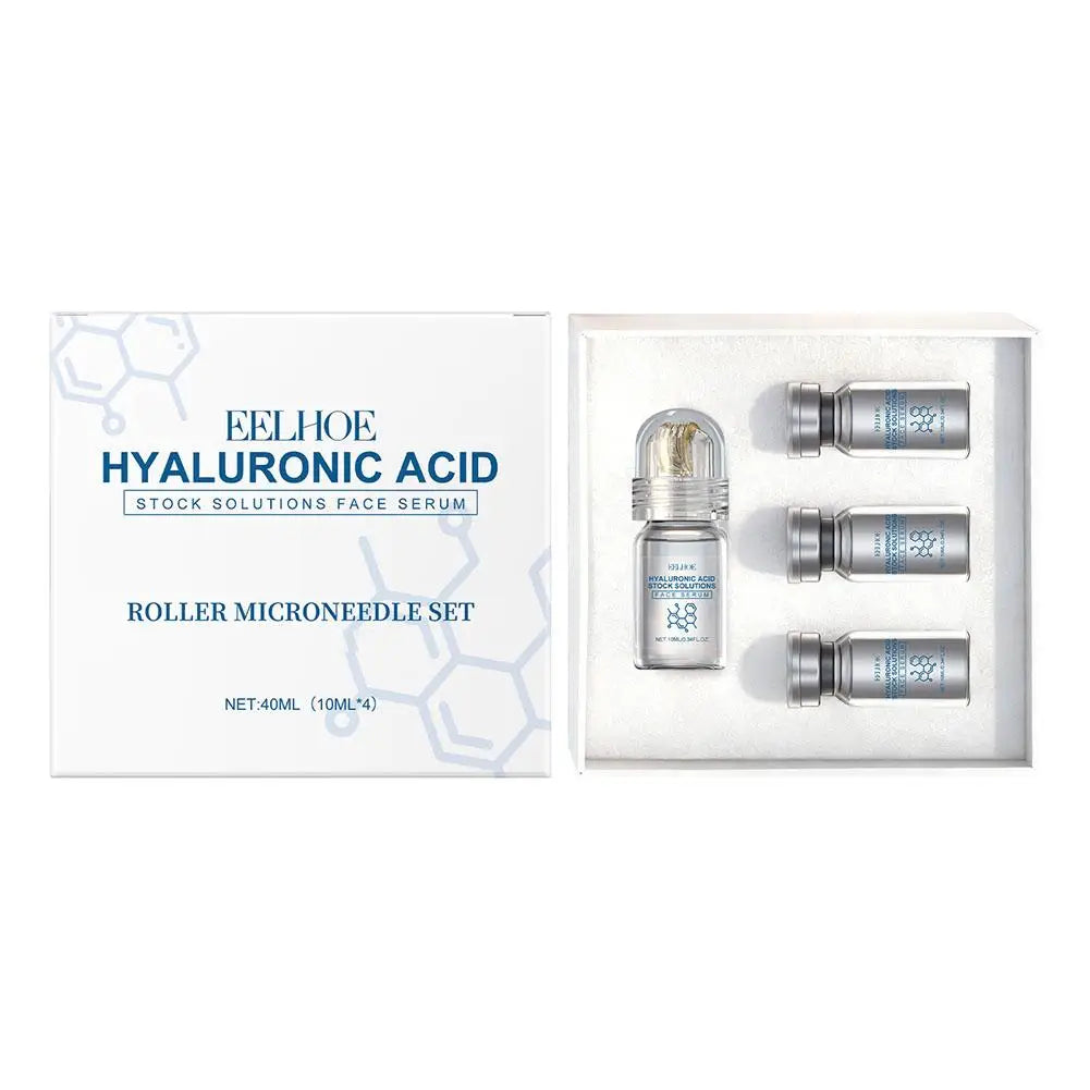 Hyaluronic Acid Stock Solutions Face Serum with Roller Microneedle Set Moisturizing Anti-Wrinkle Facial Serum Smoothing 0.25mm