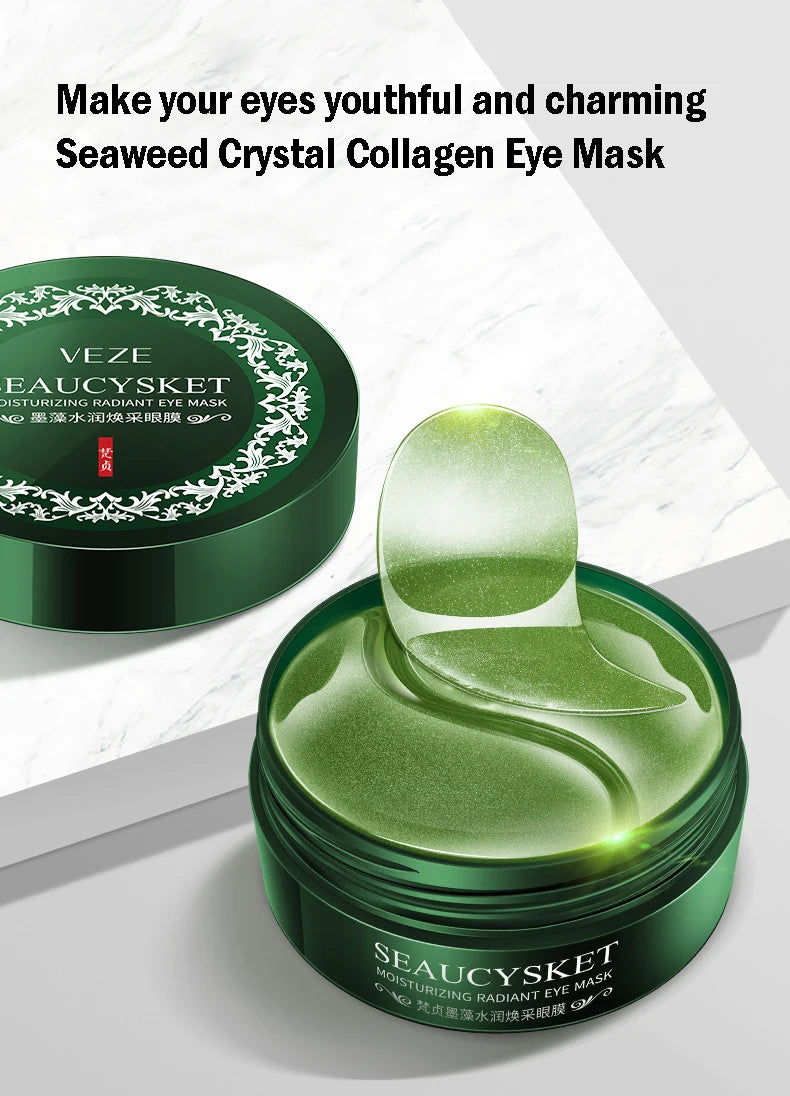 60pcs 24K Gold Collagen Eye Mask Anti Dark Circles Removal Eyes Bags Moisturizing Anti-aging Eye Patches Seaweed Eyes Gel Mask