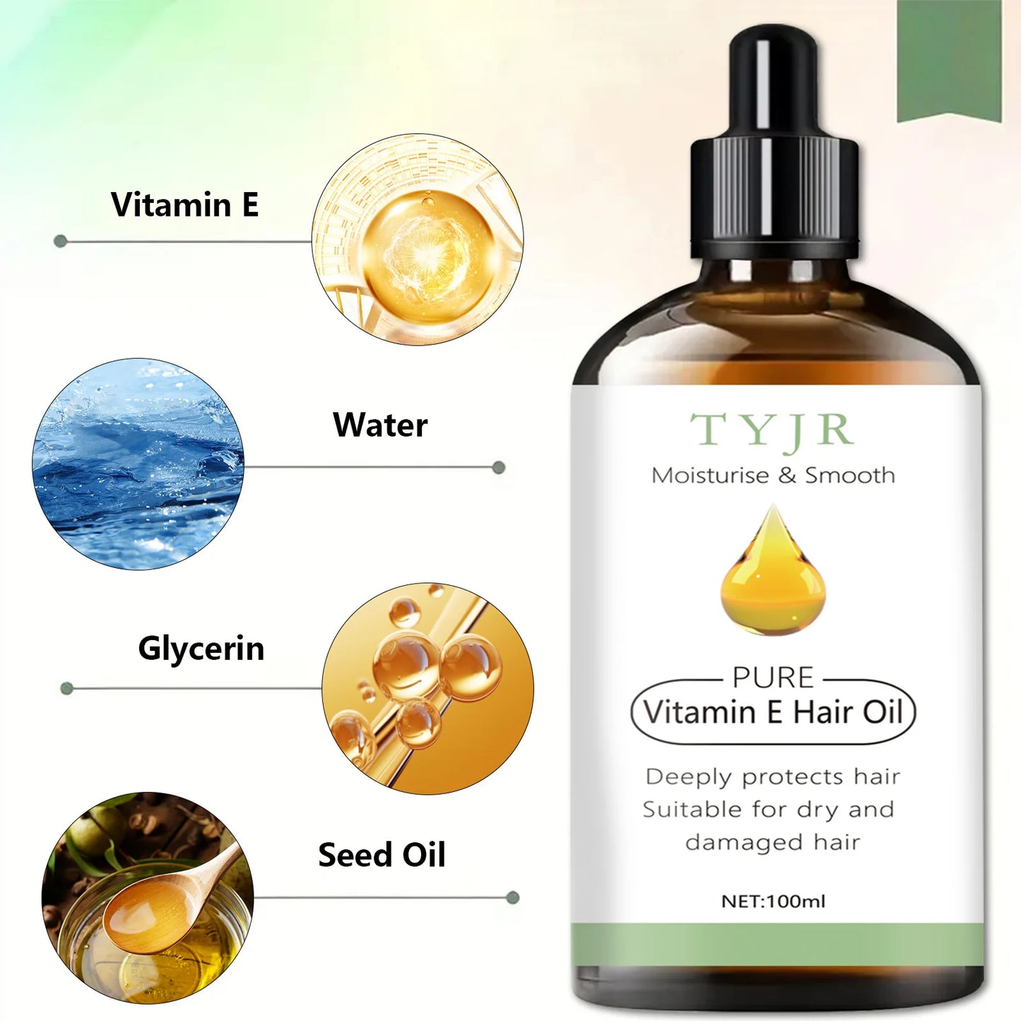 Vitamin E essential oil for skin care, massage, shower, diffuser relaxing essential oil for face, body, nails, hair, eyelashes