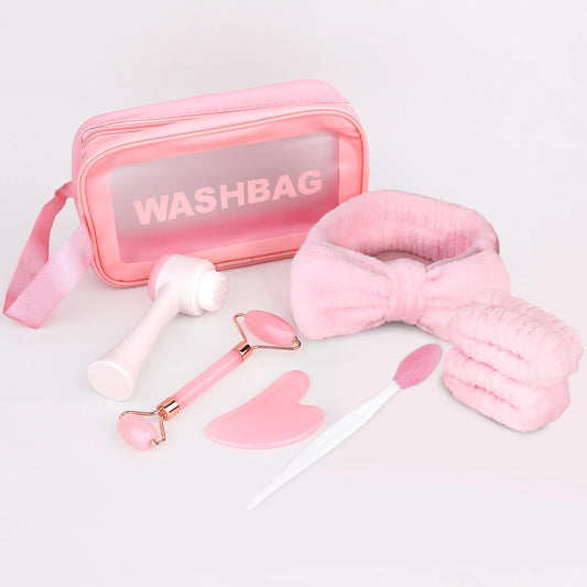8-Piece Facial Spa Set – Silicone Brush, Hair Band & Gentle Exfoliating Tools