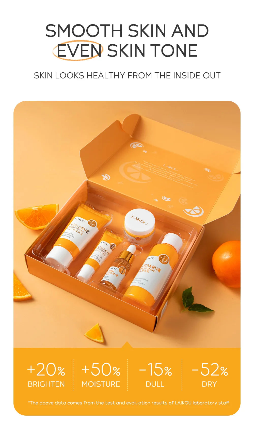 5 Pieces Vitamin C Skincare Set  Moisturizing Face Serum Brighten Cream Antiage Eye Cream Toner Facial Care Set for Dropshipping