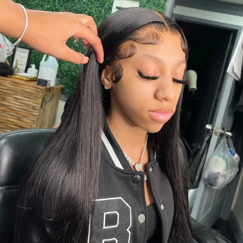 200 Density Glueless 5X5 Straight Lace Front Wig Pre Plucked Lace Front Pre Cut Ready to Wear Lace Closure Human Hair Wigs