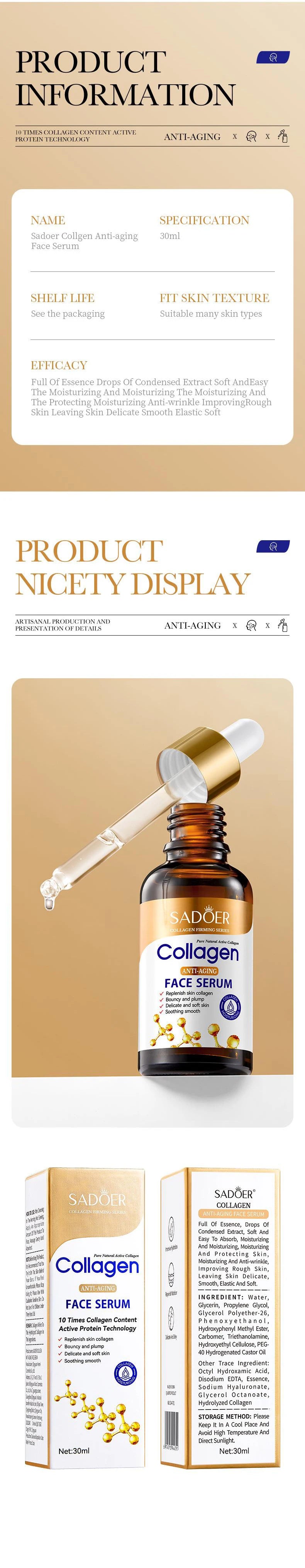 Collagen facial essence skin care Facial essence liquid firming, moisturizing, nourishing facial essence skin care