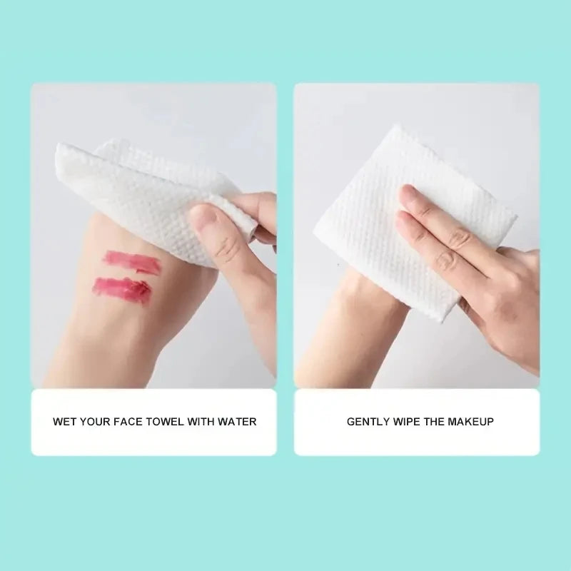 100PCS Disposable Cotton Face Towels | Thick Soft Cleansing Wipes for Makeup Removal & Skincare