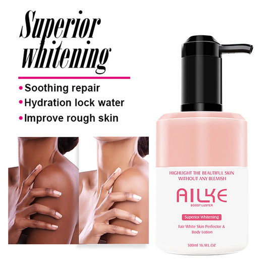 AILKE Superior Whitening Body Lotion, Moisturizing, Smooth Skin, Reduce Dark Spots, With Rose Essential Oil, Niacinamide, 500ml