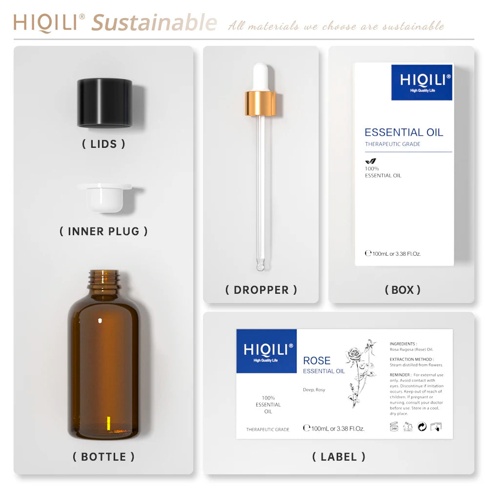 HIQILI Tangerine Essential Oil 100ml | Pure Citrus Oil for Diffuser, Cleaning, Massage & Soap Making