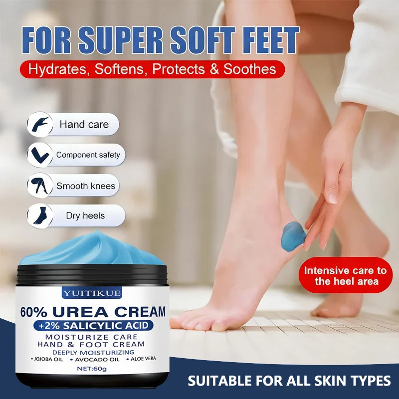 Urea Cream 60g - for Hands & Feet, Deeply Moisturizes & Softens Skin, Fast Absorption, Non-Greasy, All Skin Types