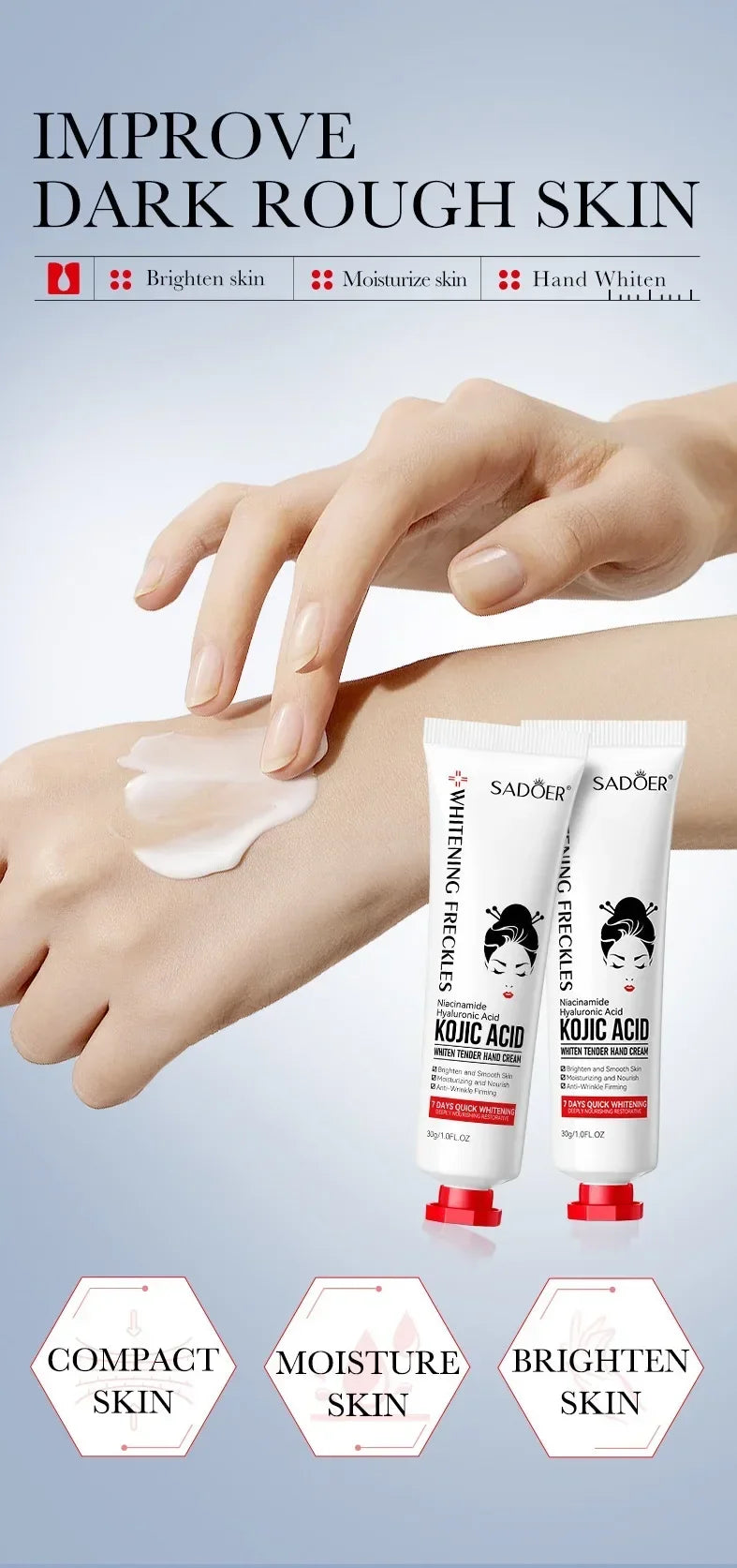 Kojic Acid Anti-wrinkle Hand Cream Skin Soften Nourish Anti-drying Whitening Moisturizing Korean SkinCare Cracked Repair Product