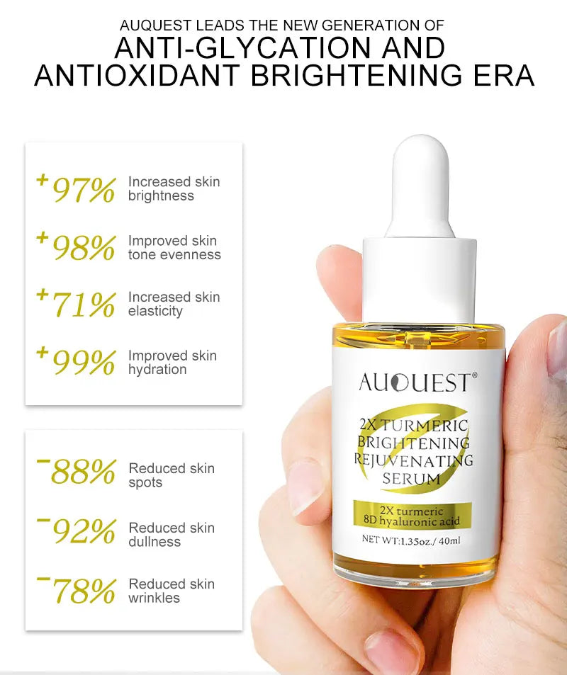 AUQUEST Turmeric & Vitamin C Face Serum Dark Spot Remover Niacinamide Hyaluronic Acid Moisturizing Facial Serum Skin Care