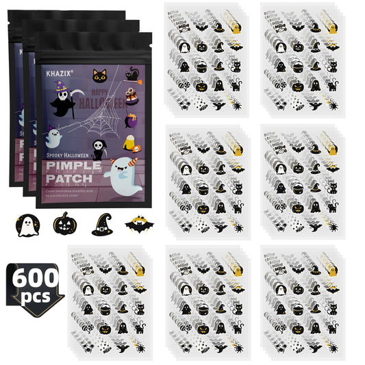 600pcsHalloween Themed Acne Patches Gentle Non Irritating Waterproof Breathable For Daily Facial Use Cute Pimple Stickers