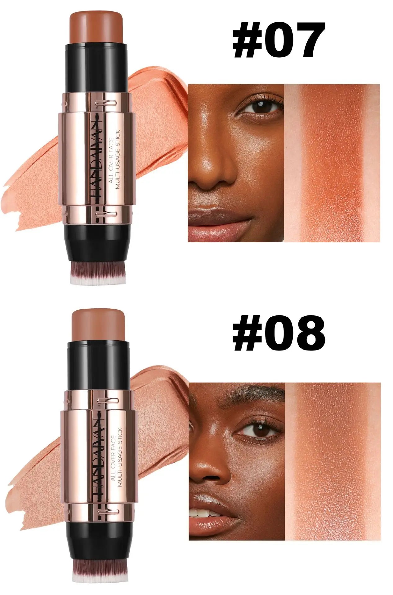 HANDAIYAN Double Head Highlighter Stick Natural Waterproof Silky Smooth Stereoscopic Nose Shadow Concealer Makeup